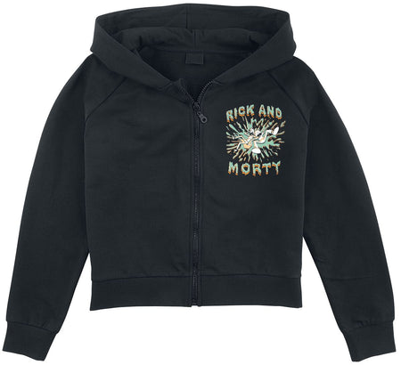 Veste à capuche Zippée  de Rick & Morty - Enfants - Éclaboussure - 140 à 176 - pour filles - noir - Rick & Morty