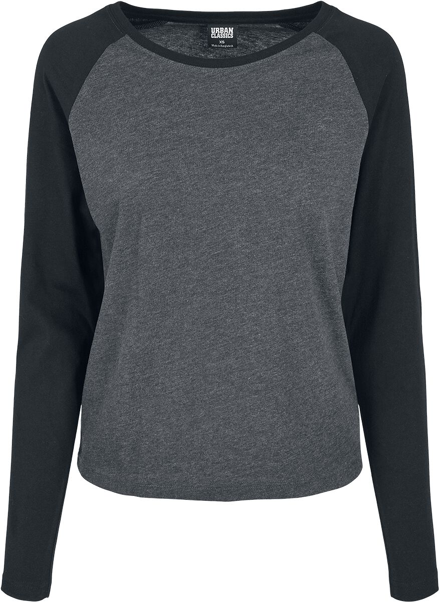T-shirt manches longues  de Urban Classics - Haut Manches Longues Raglan Contrastantes - XS à 3XL - pour Femme - anthracite/noir - Urban Classics