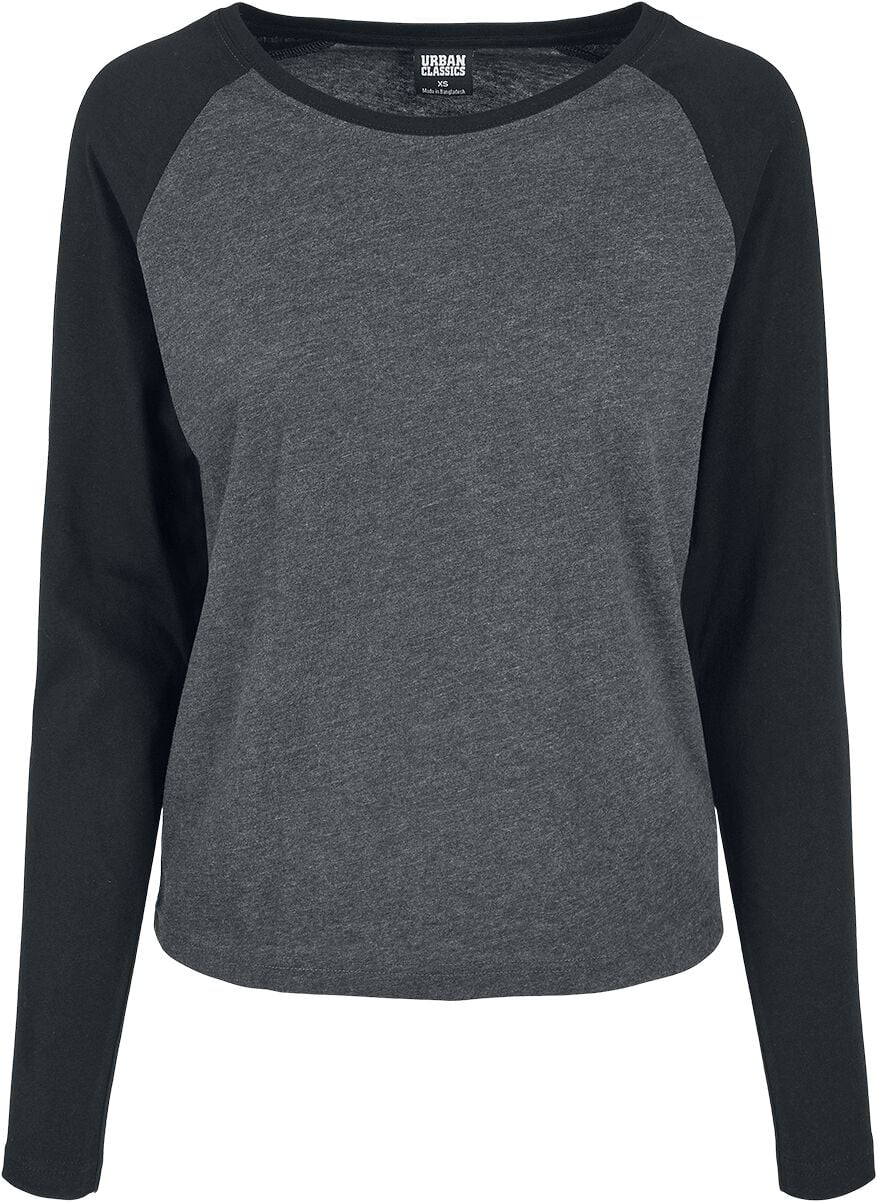 T-shirt manches longues  de Urban Classics - Haut Manches Longues Raglan Contrastantes - XS à 5XL - pour Femme - anthracite/noir - Urban Classics