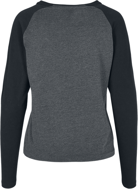 T-shirt manches longues  de Urban Classics - Haut Manches Longues Raglan Contrastantes - XS à 5XL - pour Femme - anthracite/noir - Urban Classics - View 2