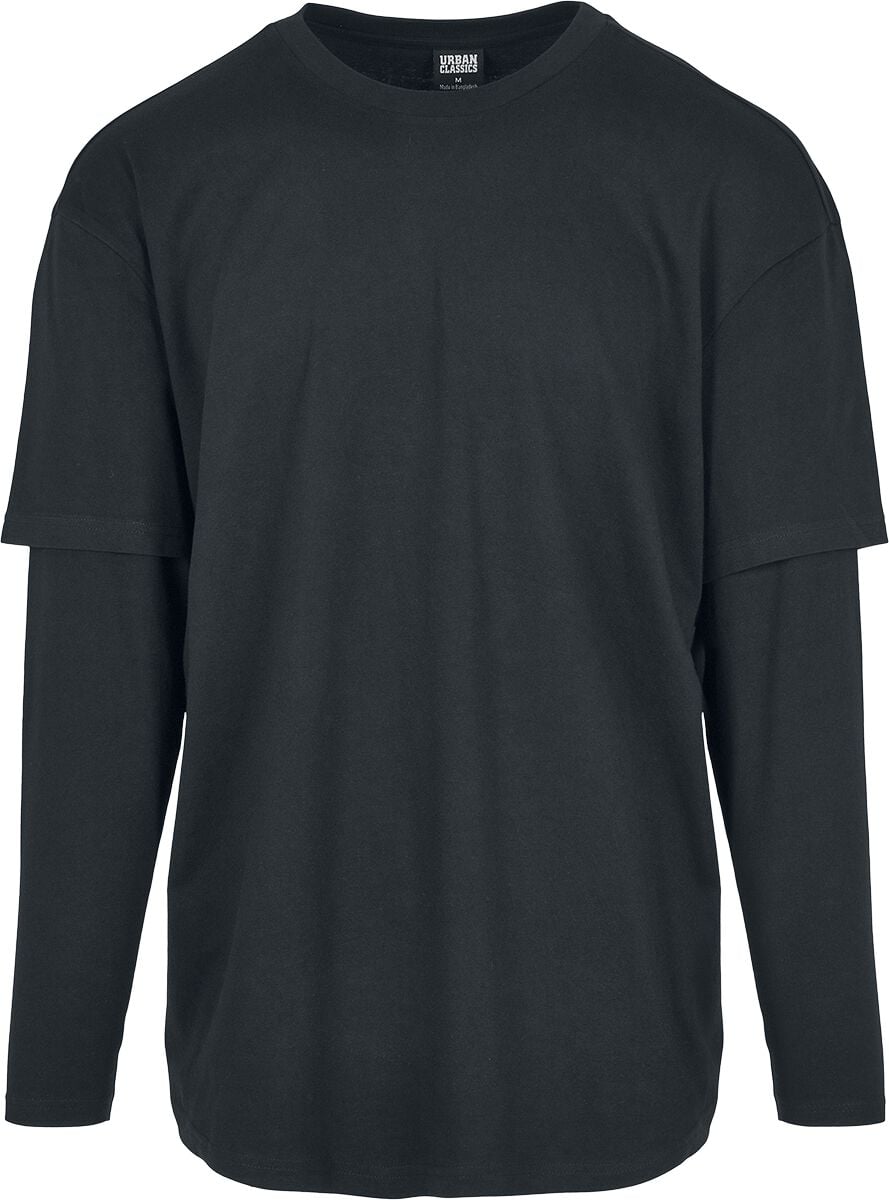 T-shirt manches longues  de Urban Classics - T-Shirt Oversized Shaped Double Layer LS - S à XL - pour Homme - noir/noir - Urban Classics