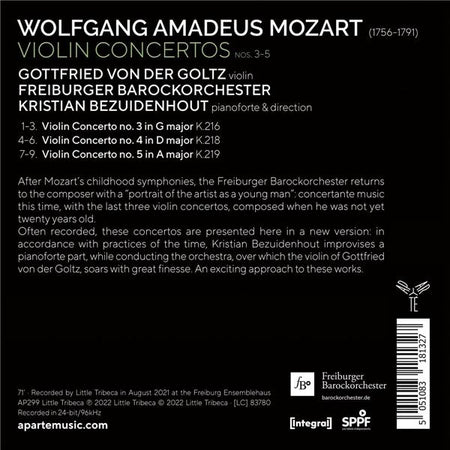 Mozart: Violin Concertos Nos. 3-5 - Front Cover