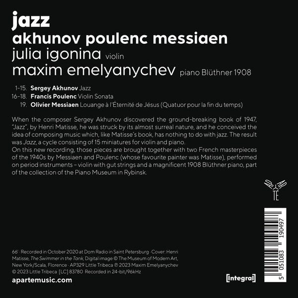 Jazz (Akhunov, Poulenc, Messiaen) - Front Cover