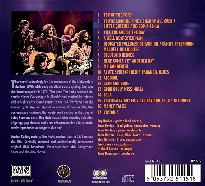 Live In Virginia Radio Broadcast 1972 - Front Cover
