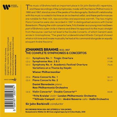 Brahms : The Complete Symphonies & Concertos - Édition limitée - Front Cover