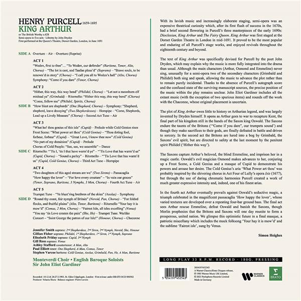 PURCELL: KING ARTHUR (VINYLE EDITION LIMITÉE) - Front Cover