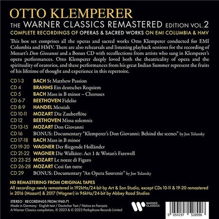 The Complete Warner Classics Remastered Edition Vol.2 - Operas & Sacred Works - Front Cover