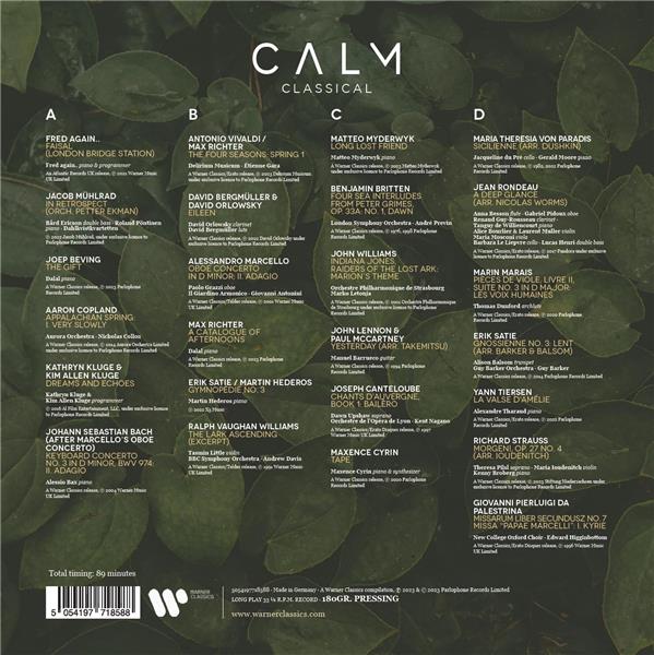 CALM CLASSICAL (VINYLE) - Front Cover
