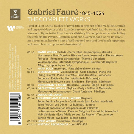 Fauré : The Complete Works - Front Cover