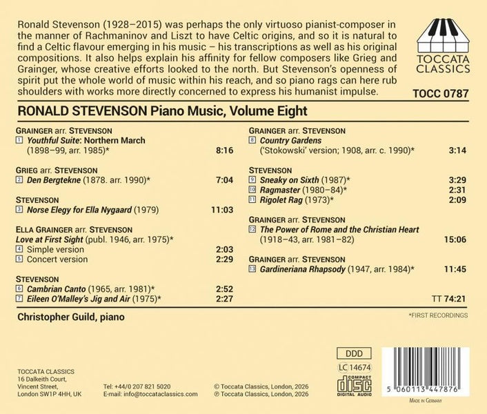 Piano Music Volume Eight - Front Cover