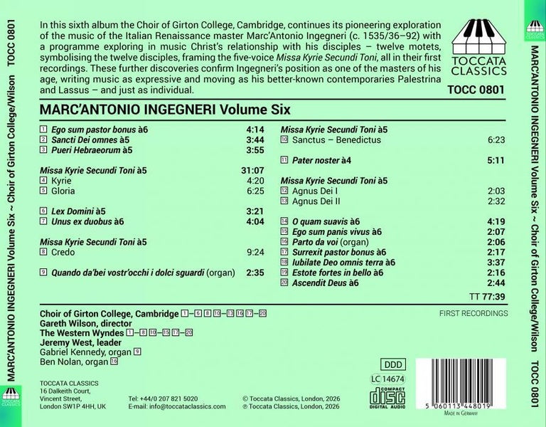 Marc'Antonio Ingegneri Volume 6 The Teacher And... - Front Cover