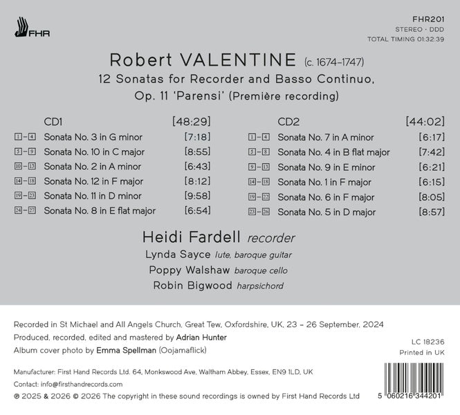 12 Sonates pour flûte à bec et basse continue, Opus 1 - Front Cover