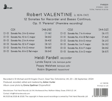 12 Sonates pour flûte à bec et basse continue, Opus 1 - Front Cover