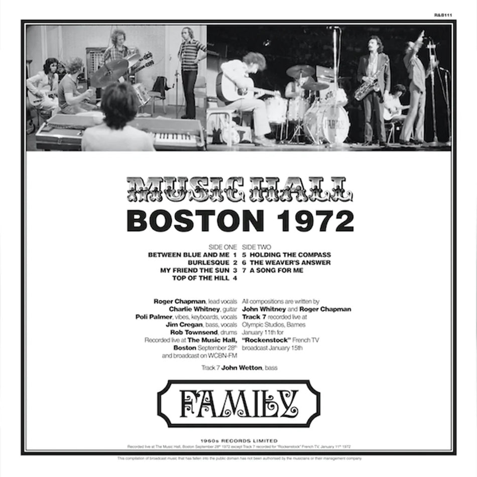 Boston Music Hall 1972 - Front Cover
