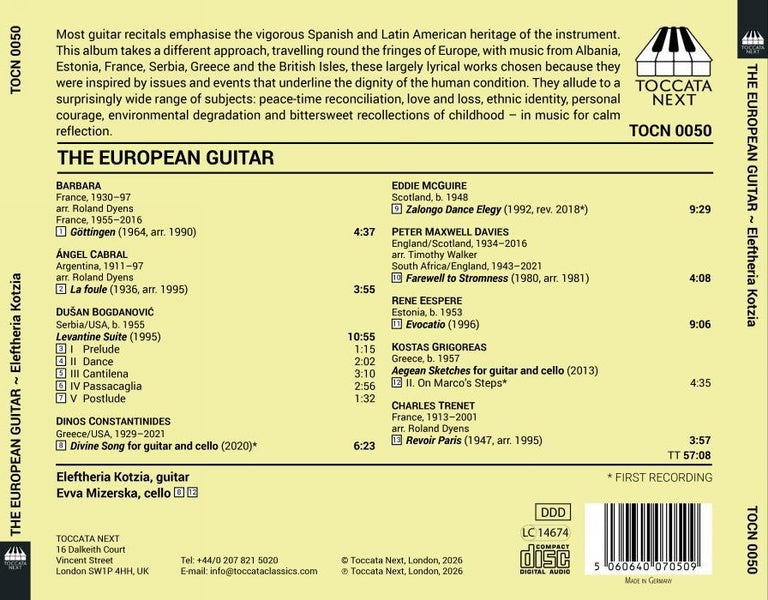 The European Guitar / Musique pour guitare - Front Cover
