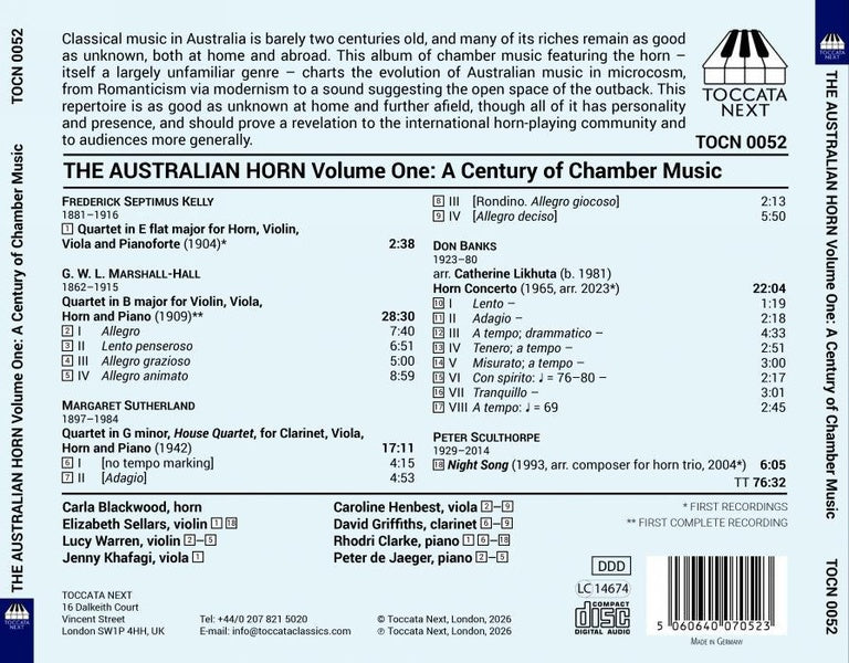 Australian Horn, Volume 1 - A Century Of Chamber - Front Cover