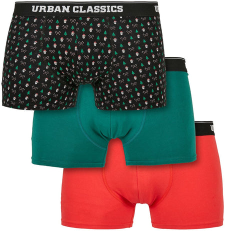 Boxer  de Urban Classics - Boxers Organique Noël - Lot De 3 - S à XXL - pour Homme - rouge/vert - Urban Classics