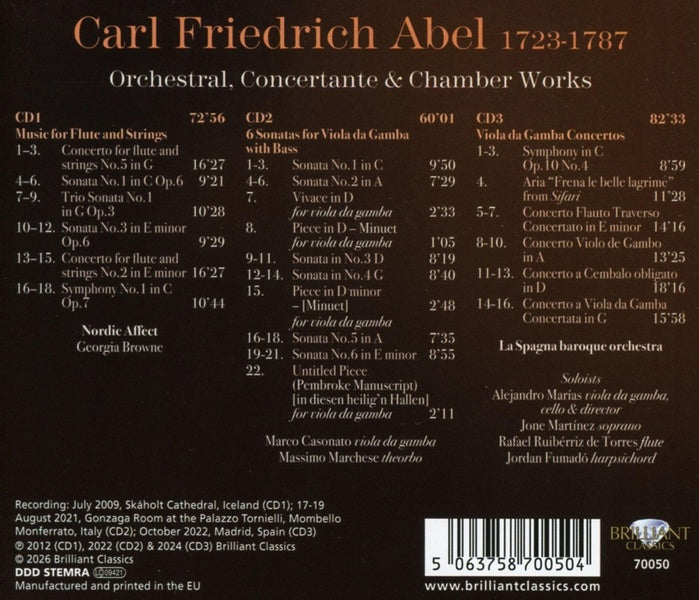 Abel : Orchestral Concertante & Chamber Works - Front Cover