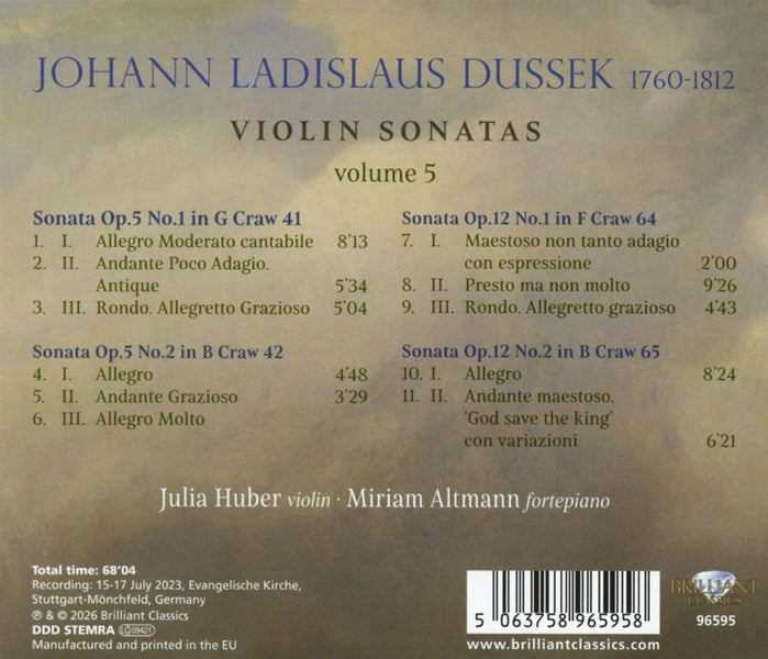 Sonates pour violon, Volume 5 - Front Cover