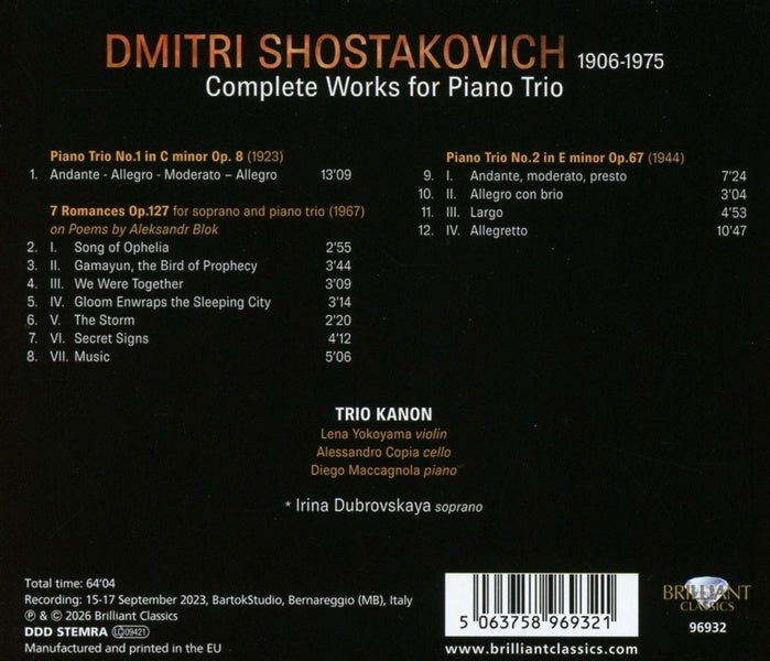 Complete Works for Piano Trio - Front Cover