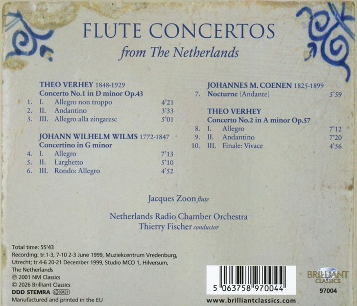 Flute Concertos from the Netherlands: Coenen, Wilms, Verhey - Front Cover