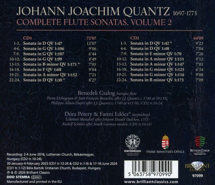 Complete Flute Sonatas, Volume II - Front Cover