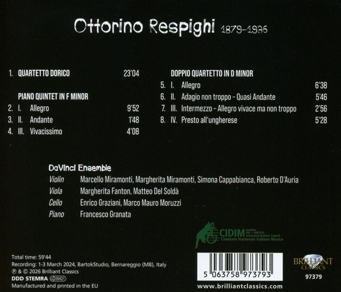 Quartetto Dorico - Piano Quintet - Doppio Quartet - Front Cover