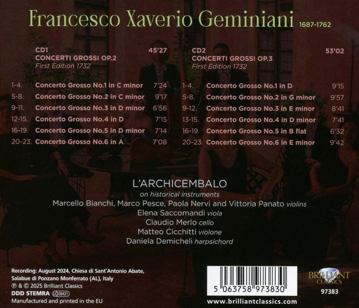 Concerti Grossi Opus 2 et 3 - Front Cover