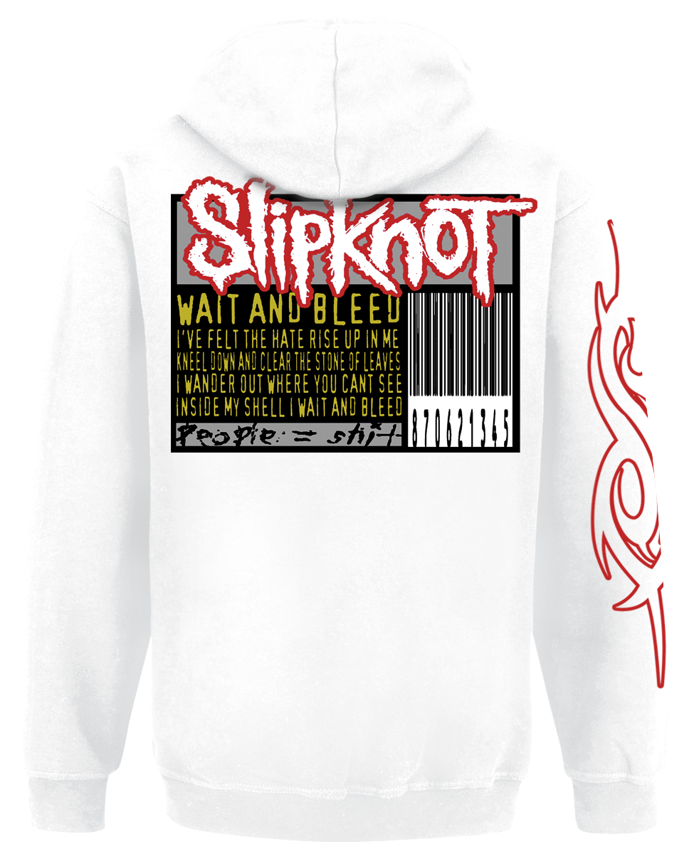 Sweat-shirt à capuche  de Slipknot - Wait & Bleed Barcode - S à XXL - pour Homme - blanc - Slipknot - View 2