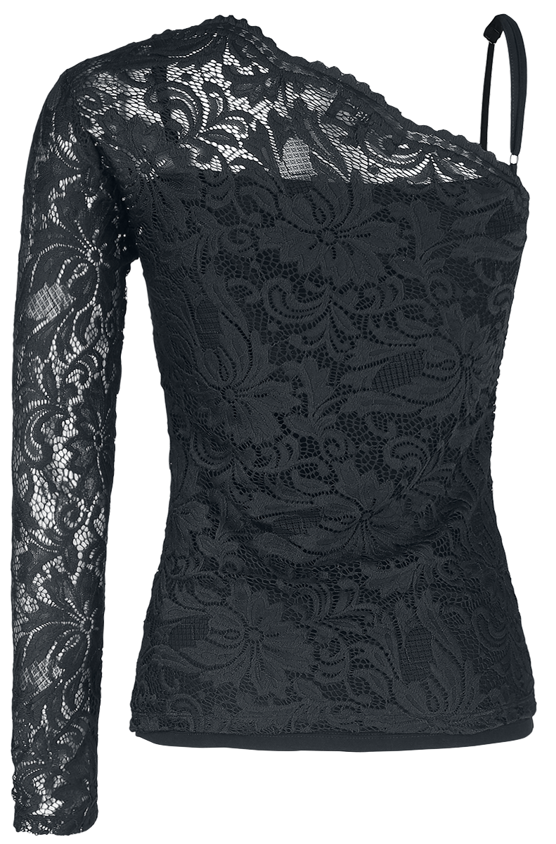 T-shirt manches longues  de Black Premium by EMP - Haut Dentelle Une Épaule - S à XXL - pour Femme - noir - Black Premium by EMP - View 2