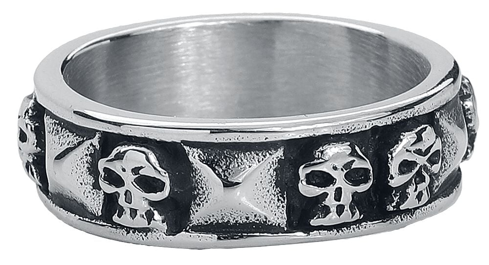 Bague  de etNox hard and heavy - Crânes & Rivets - pour Homme - couleur argent - etNox hard and heavy
