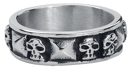 Bague  de etNox hard and heavy - Crânes & Rivets - pour Homme - couleur argent - etNox hard and heavy