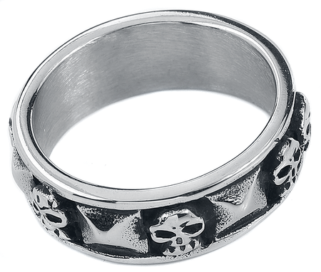 Bague  de etNox hard and heavy - Crânes & Rivets - pour Homme - couleur argent - etNox hard and heavy - View 2