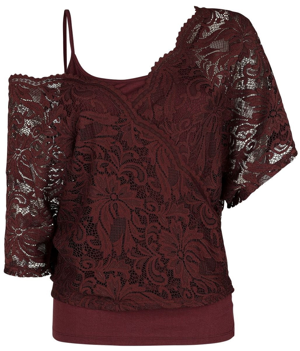 T-Shirt Manches courtes  de Black Premium by EMP - When The Heart Rules The Mind - S à 5XL - pour Femme - bordeaux - Black Premium by EMP