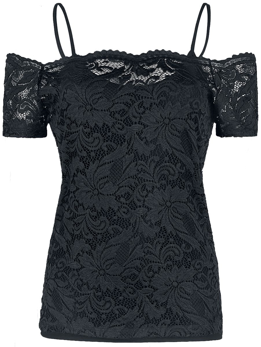 T-Shirt Manches courtes  de Black Premium by EMP - Haut en Dentelle Épaules Dénudées - S à XL - pour Femme - noir - Black Premium by EMP