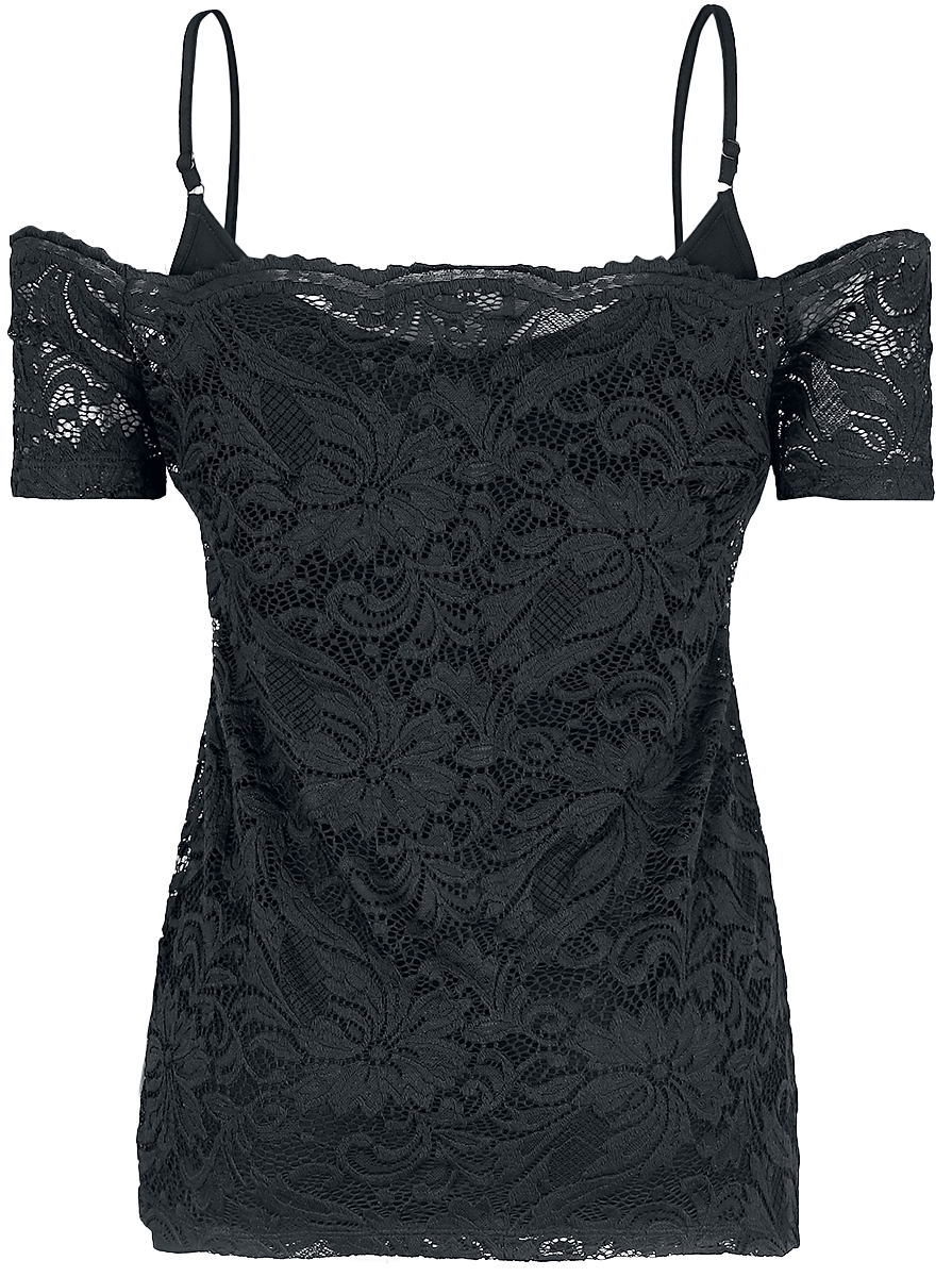 T-Shirt Manches courtes  de Black Premium by EMP - Haut en Dentelle Épaules Dénudées - S à XL - pour Femme - noir - Black Premium by EMP - View 2