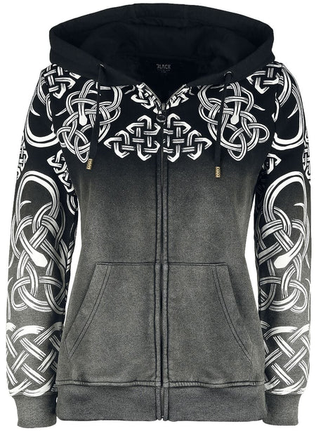Sweat-shirt zippé à capuche  de Black Premium by EMP - Veste à Capuche avec Dégradé de Couleur & Motifs Celtiques - S à 5XL - pour Femme - gris - Black Premium by EMP