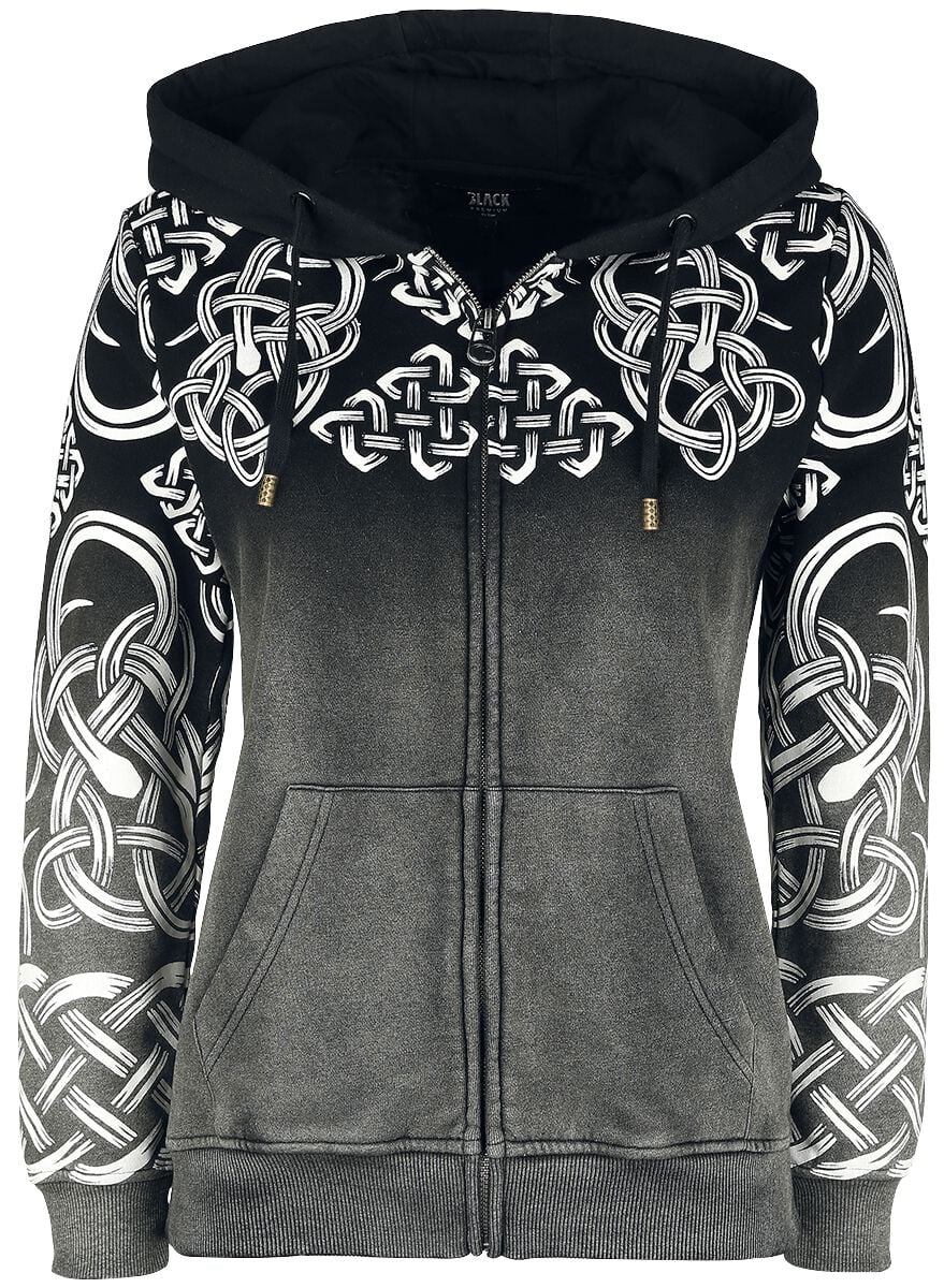 Sweat-shirt zippé à capuche  de Black Premium by EMP - Veste à Capuche avec Dégradé de Couleur & Motifs Celtiques - S à 5XL - pour Femme - gris - Black Premium by EMP