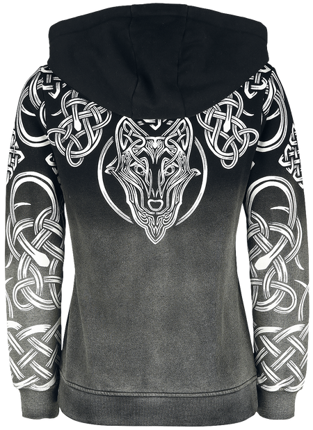 Sweat-shirt zippé à capuche  de Black Premium by EMP - Veste à Capuche avec Dégradé de Couleur & Motifs Celtiques - S à 5XL - pour Femme - gris - Black Premium by EMP - View 2