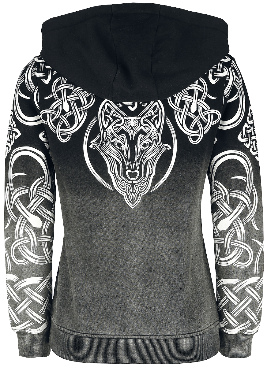 Sweat-shirt zippé à capuche  de Black Premium by EMP - Veste à Capuche avec Dégradé de Couleur & Motifs Celtiques - S à 5XL - pour Femme - gris - Black Premium by EMP - View 2
