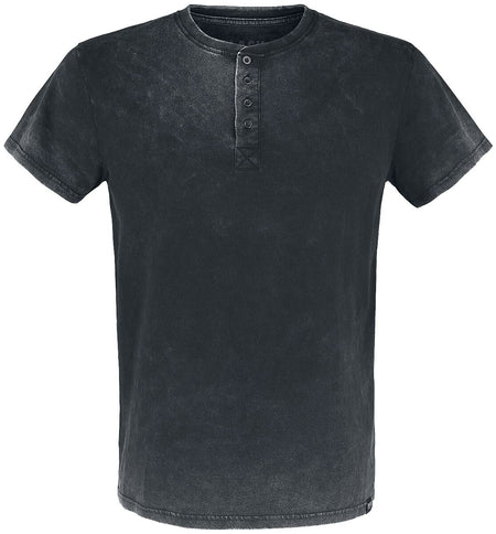 T-Shirt Manches courtes  de Black Premium by EMP - T-Shirt Délavé & Boutonné - S à 5XL - pour Homme - olive - Black Premium by EMP