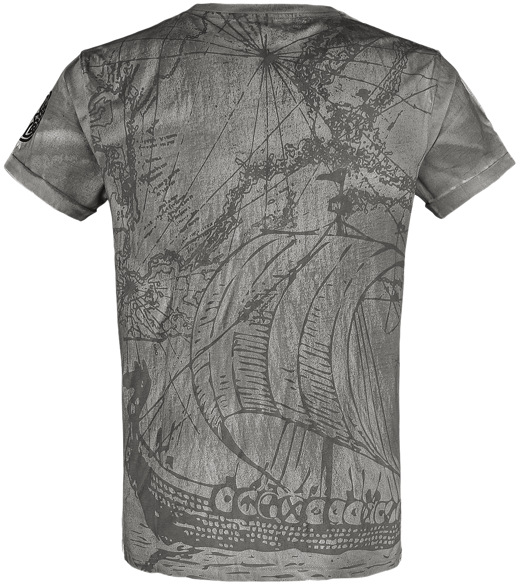 T-Shirt Manches courtes  de Black Premium by EMP - T-Shirt Avec Imprimé Frontal Détaillé - L à 5XL - pour Homme - gris/beige - Black Premium by EMP - View 2