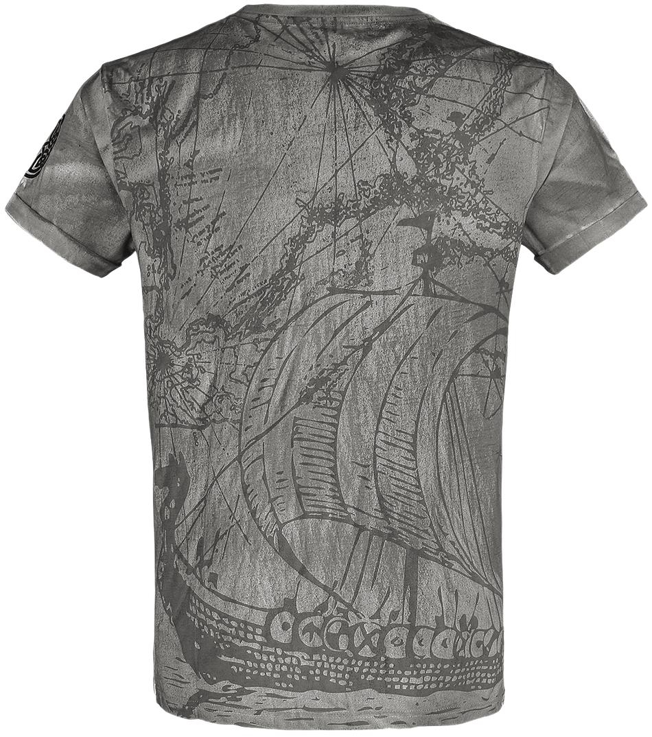 T-Shirt Manches courtes  de Black Premium by EMP - T-Shirt Avec Imprimé Frontal Détaillé - L à 5XL - pour Homme - gris/beige - Black Premium by EMP - View 2