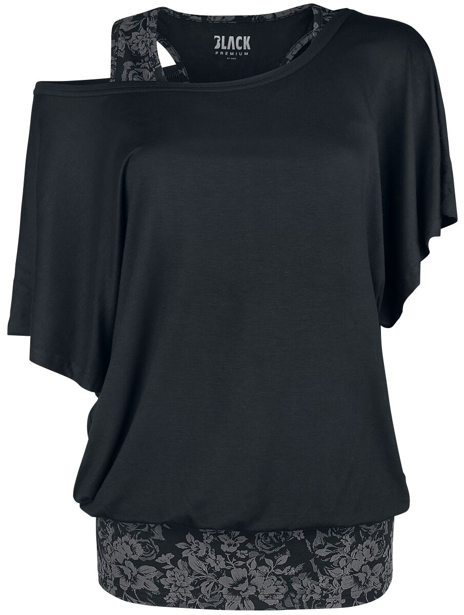 T-Shirt Manches courtes  de Black Premium by EMP - T-Shirt Double Épaisseur Avec Haut Imprimé Intégral - S à 5XL - pour Femme - noir - Black Premium by EMP