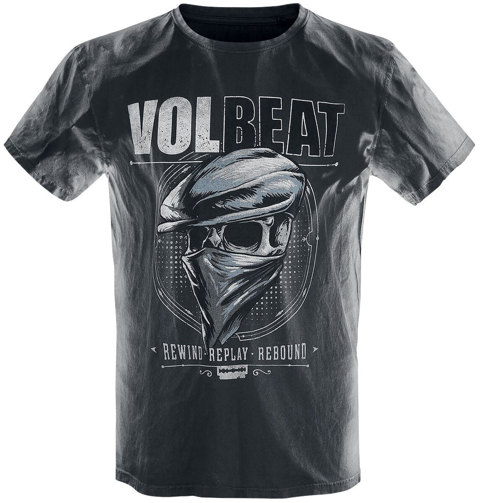 T-Shirt Manches courtes  de Volbeat - Bandana Skull - S à 4XL - pour Homme - Gris clair/noir - Volbeat