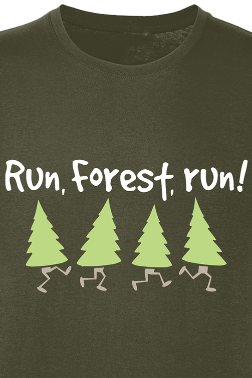 T-Shirt Manches courtes Fun de Slogans - Run, Forest, Run! - M à 3XL - pour Homme - kaki - Slogans - View 2