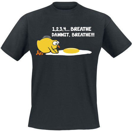 T-Shirt Manches courtes Fun de Slogans - 1,2,3,4... Breathe, Dammit, Breathe!!! - M à 4XL - pour Homme - noir - Slogans
