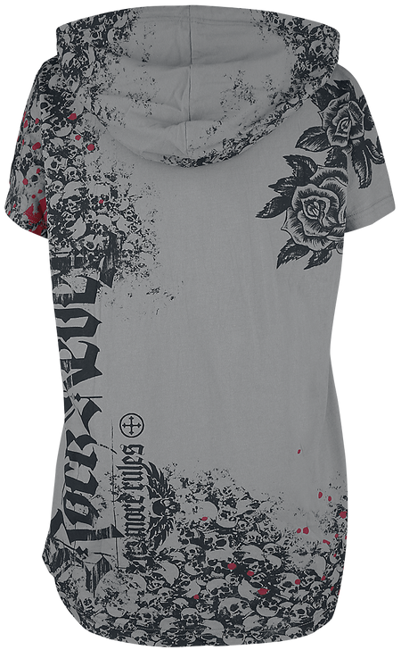 T-Shirt Manches courtes  de Rock Rebel by EMP - T-shirt Décontracté Avec Imprimés & Capuche - XS à 5XL - pour Femme - gris - Rock Rebel by EMP - View 2
