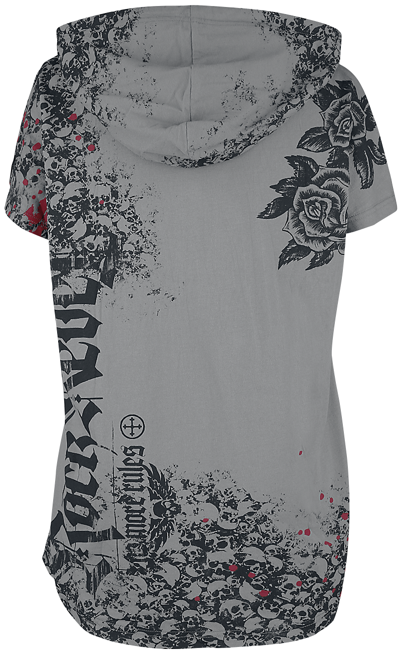 T-Shirt Manches courtes  de Rock Rebel by EMP - T-shirt Décontracté Avec Imprimés & Capuche - XS à 5XL - pour Femme - gris - Rock Rebel by EMP - View 2
