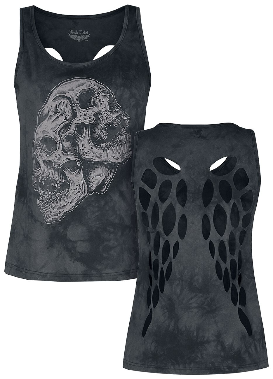 Top  de Rock Rebel by EMP - Haut avec imprimé frontal & découpes dans le dos - M à L - pour Femme - gris - Rock Rebel by EMP